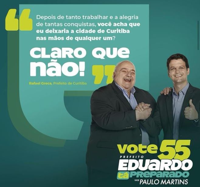 Eduardo Pimentel (PSD-PR ) rejeita e ignora seu candidato à vice Paulo Martins (PL-PR ) nas redes e campanha de TV e rádio